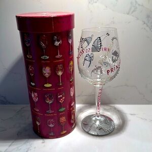 Lolita “Princess” Hand Painted Wine Glass with Recipe on Bottom, Not Used, 15oz
